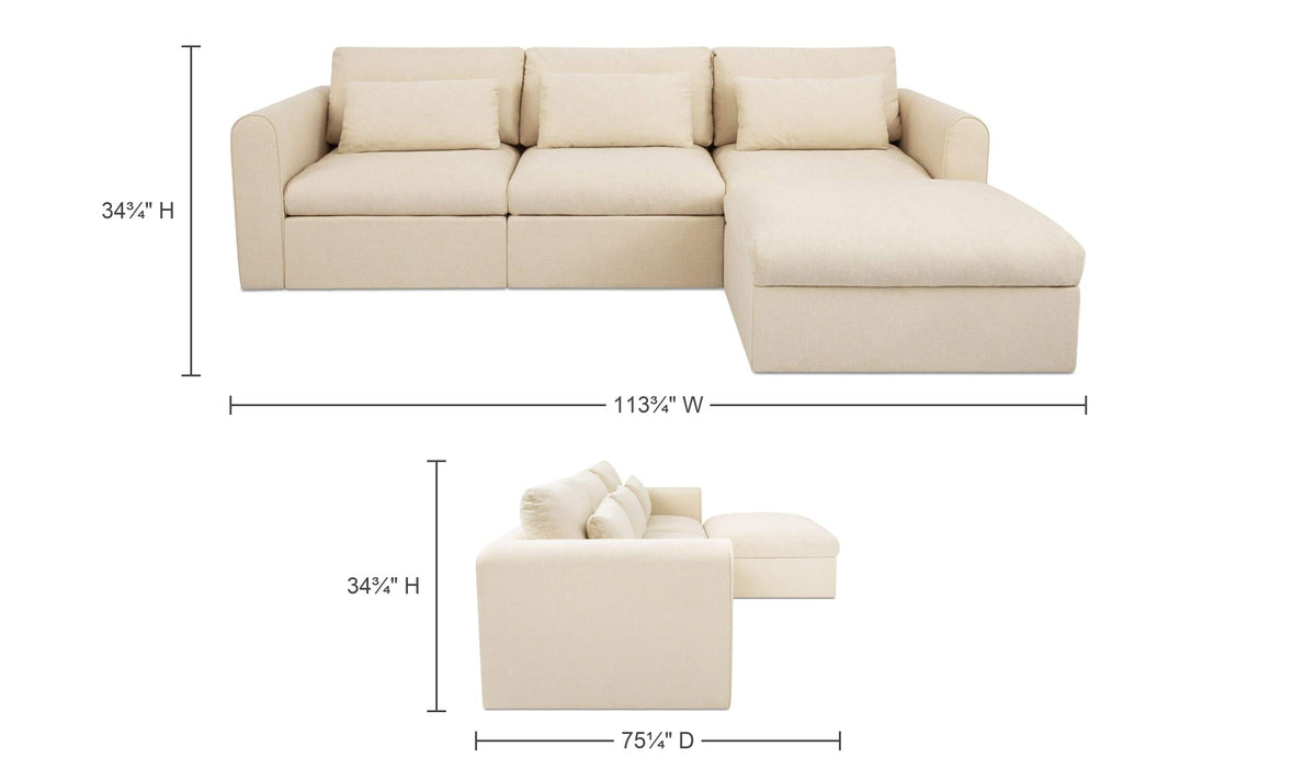 Light Beige / Lounge / No Ottoman dimensions