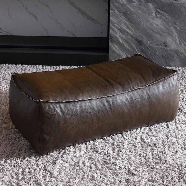 Modern Pula02 Single Sofa & Ottoman Set - Natural Cotton Leather Cover