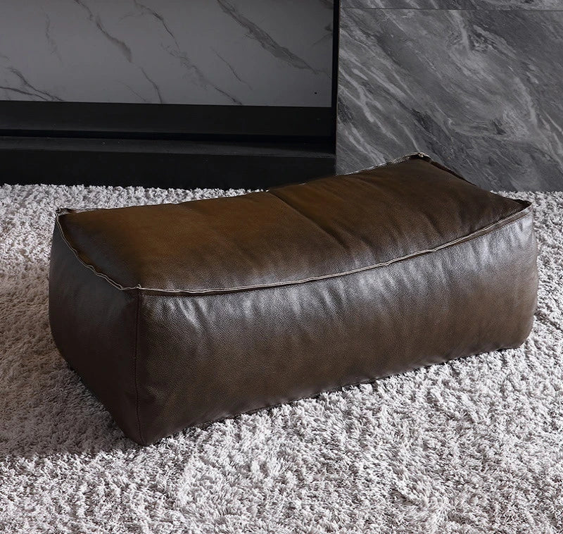 Modern Pula02 Single Sofa & Ottoman Set - Natural Cotton Leather Cover