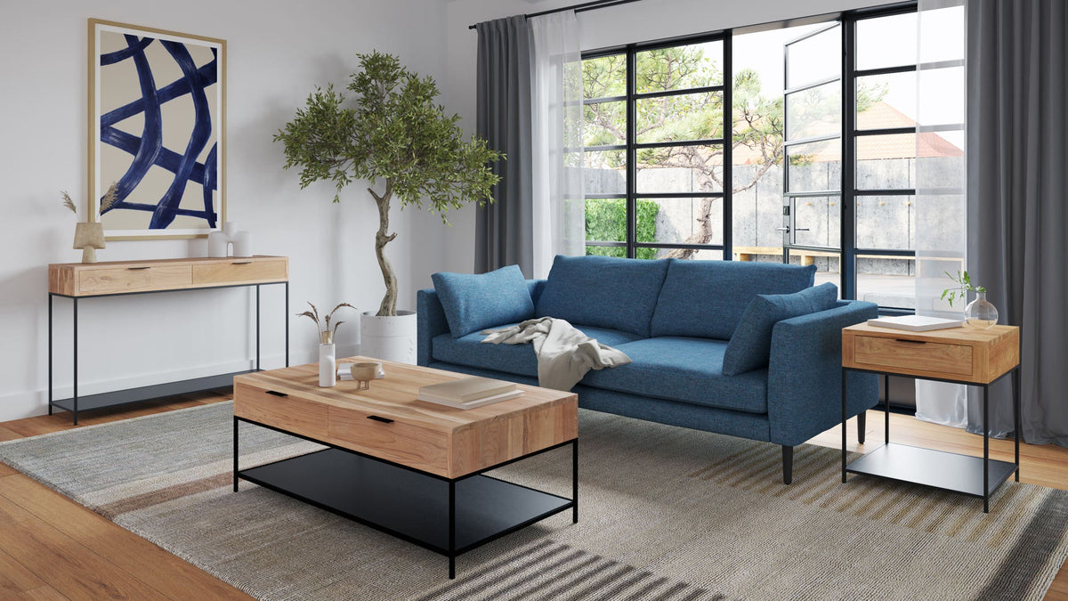 Jura Side Table in Natural — styled in a living room