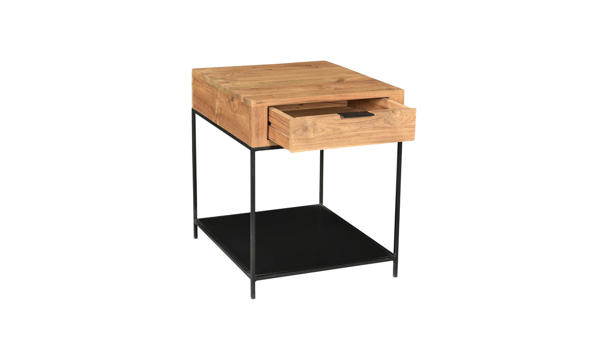 Jura Side Table in Natural — solid teak detail
