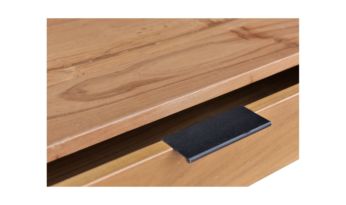 Jura Side Table in Natural — solid teak detail