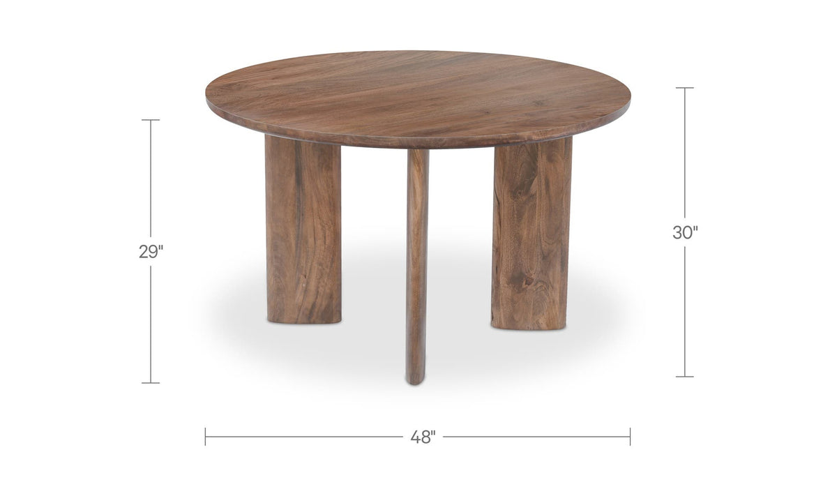 Levens Dining Table in Dark Brown, dimensions diagram, 48" × 48"