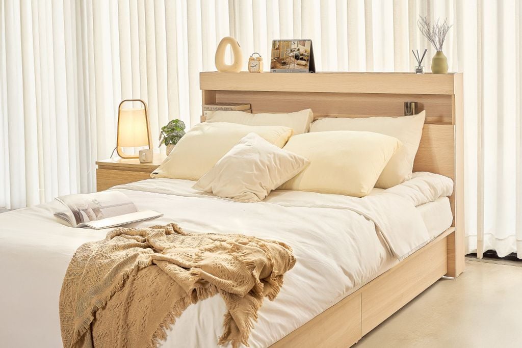 VIENNA Bedroom Furniture Combo: Storage Bed, Sliding Wardrobe, USB-C Charging