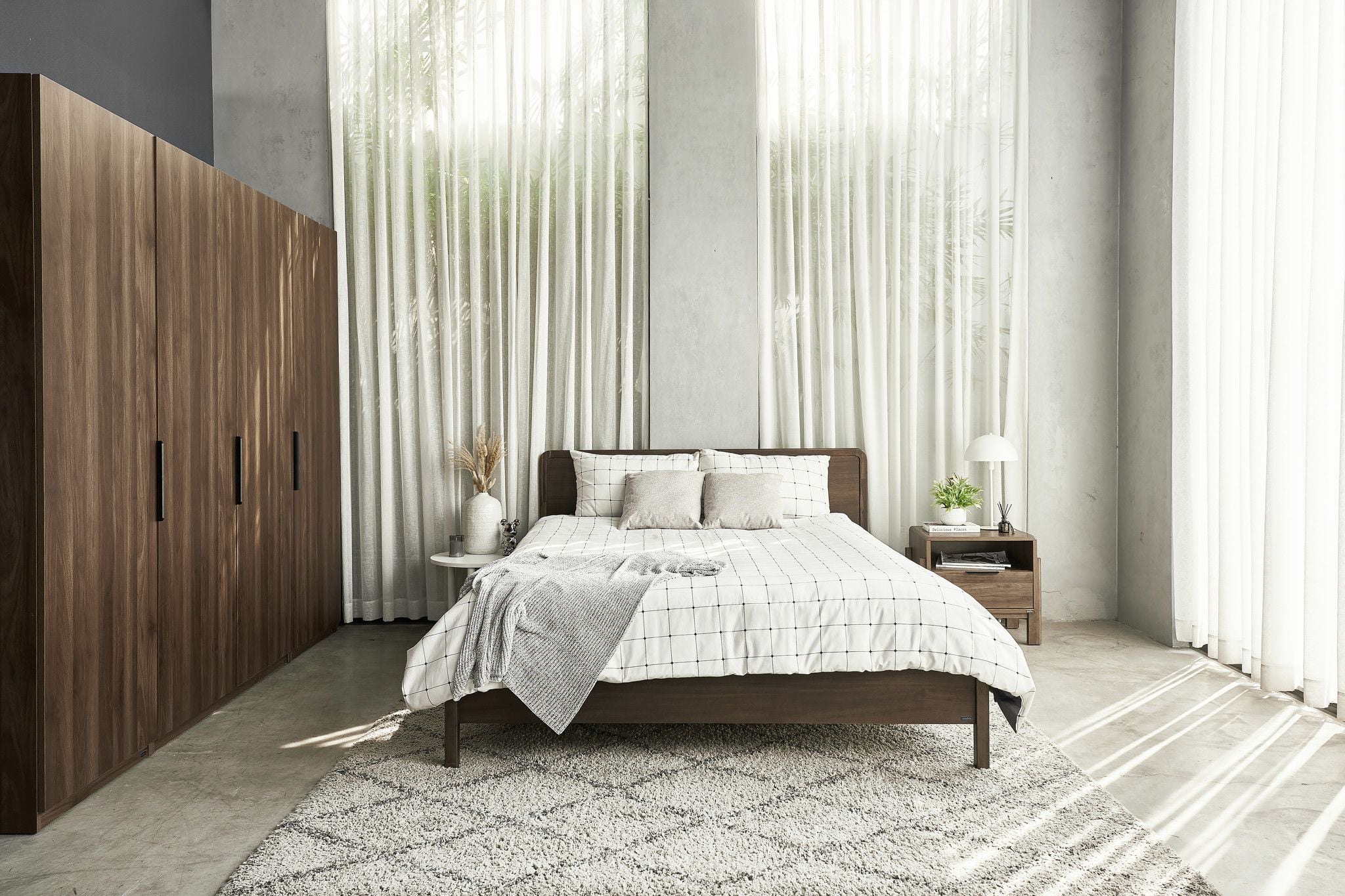 MOHO DALUMD 301 Acacia Wood Minimalist Bed, Almond Brown, Durable & Safe