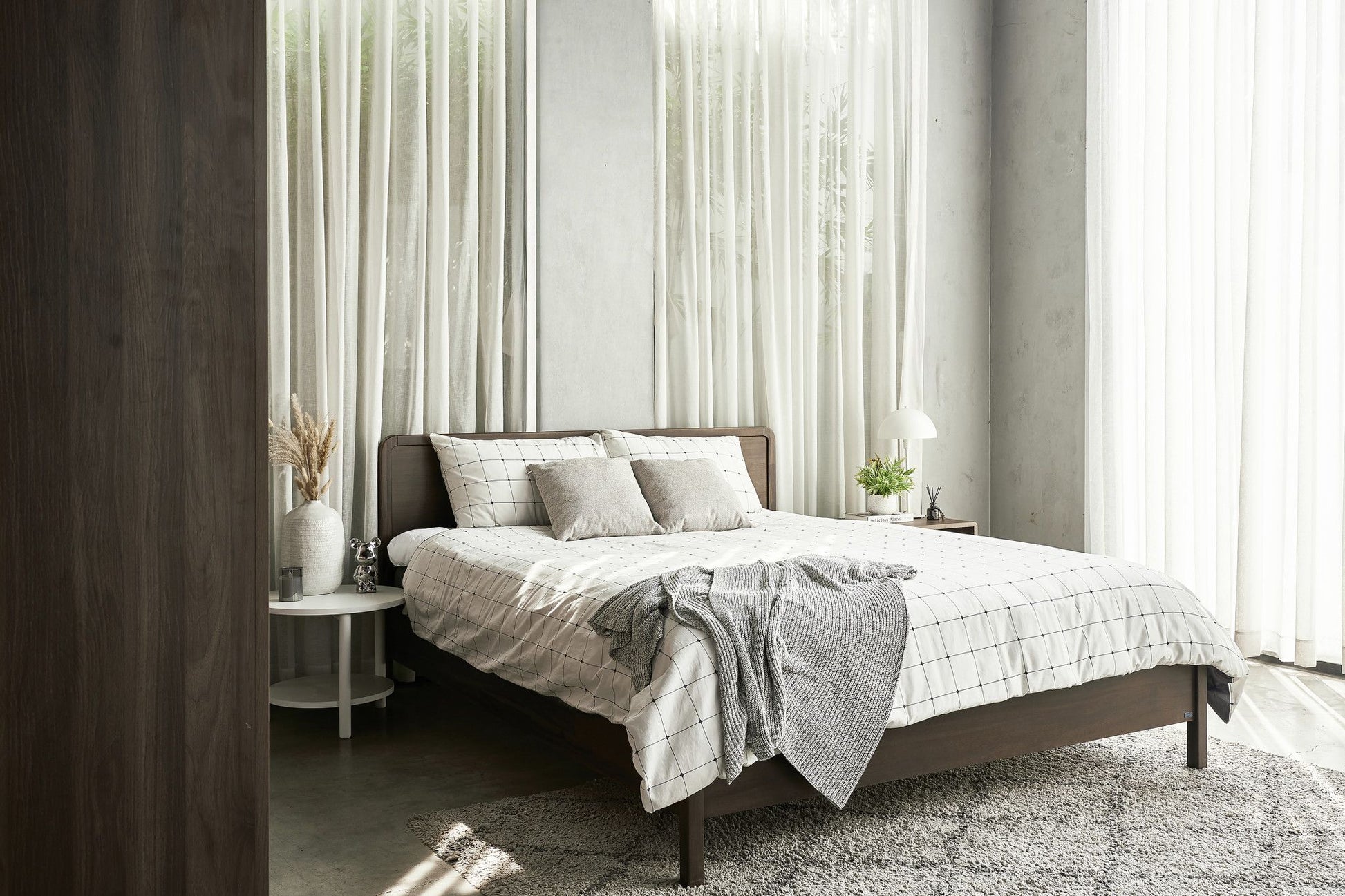 MOHO DALUMD 301 Acacia Wood Minimalist Bed, Almond Brown, Durable & Safe