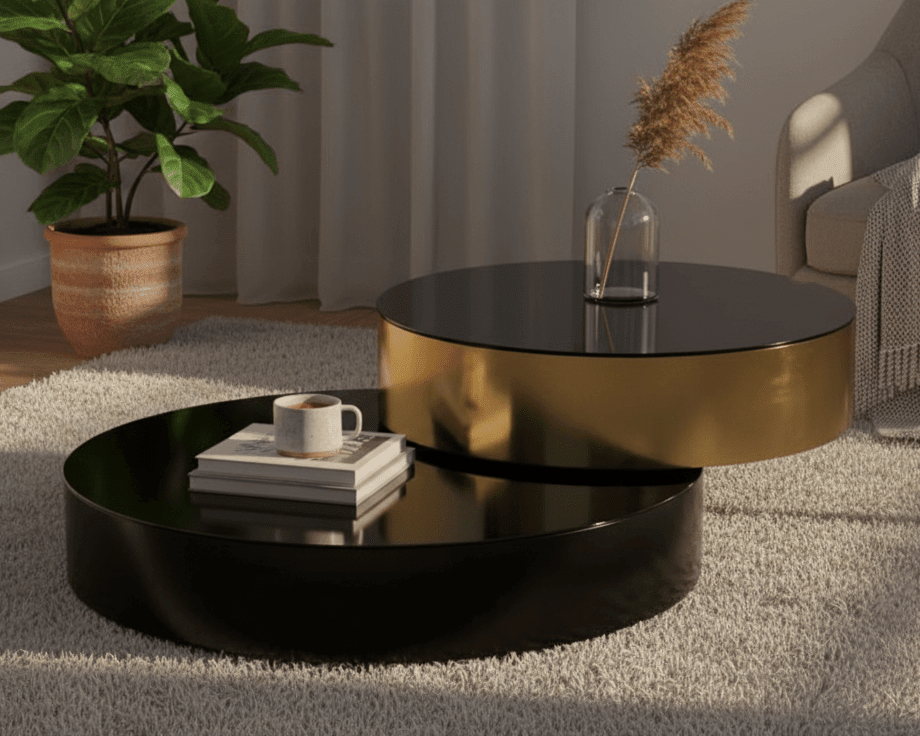 Eclipse Gold and Black Layered Coffee Table - Altera