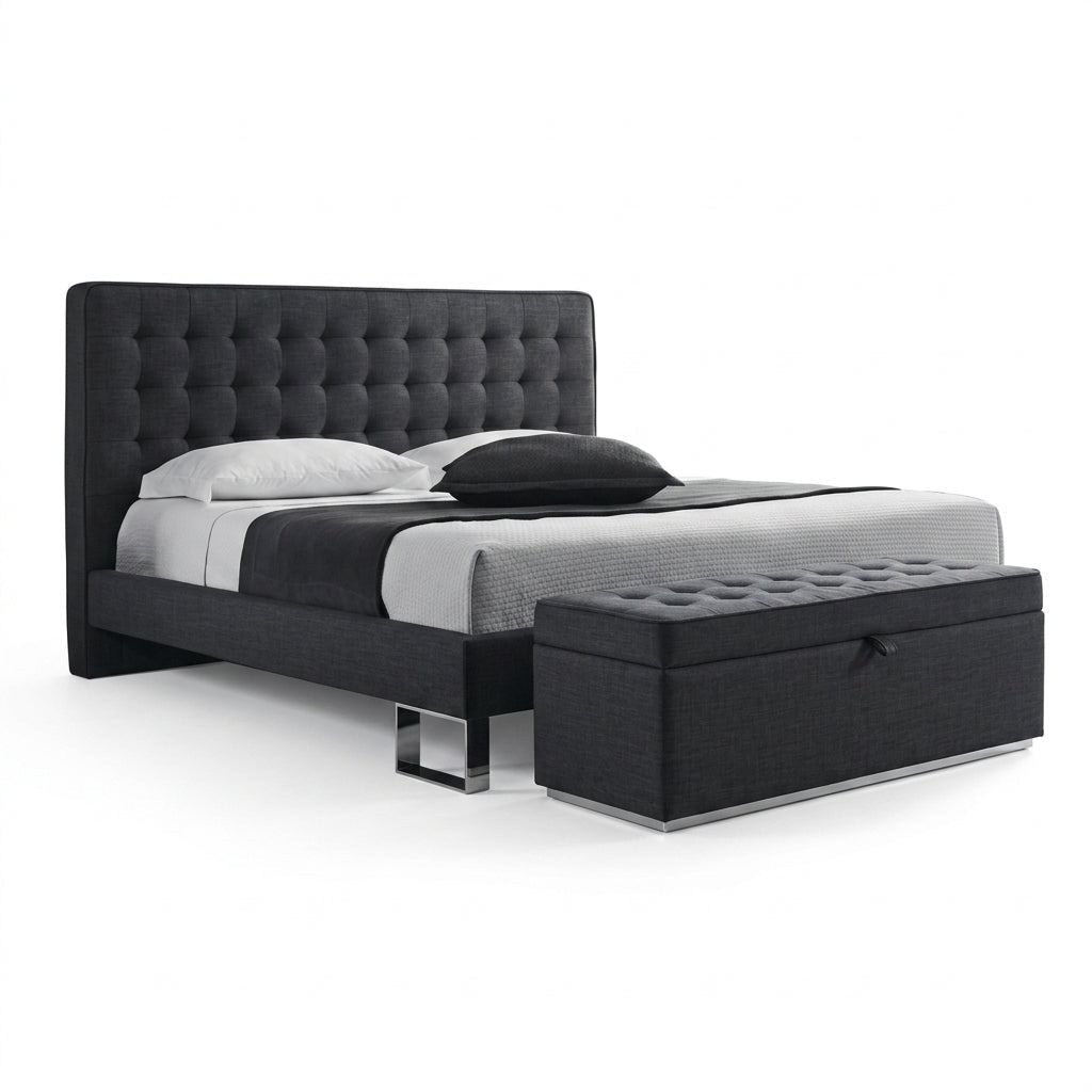 Edmonton Contemporary Graphite Tufted Bed - Altera