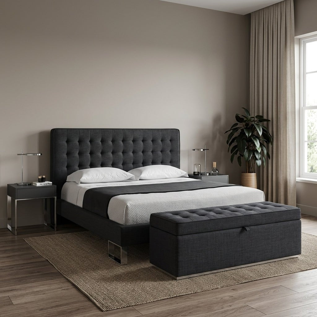 Edmonton Contemporary Graphite Tufted Bed - Altera