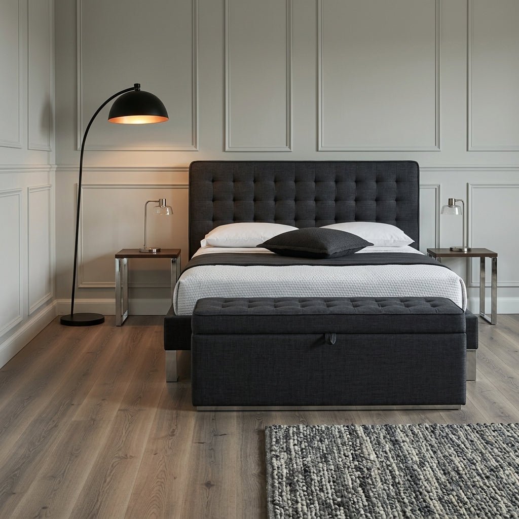 Edmonton Contemporary Graphite Tufted Bed - Altera