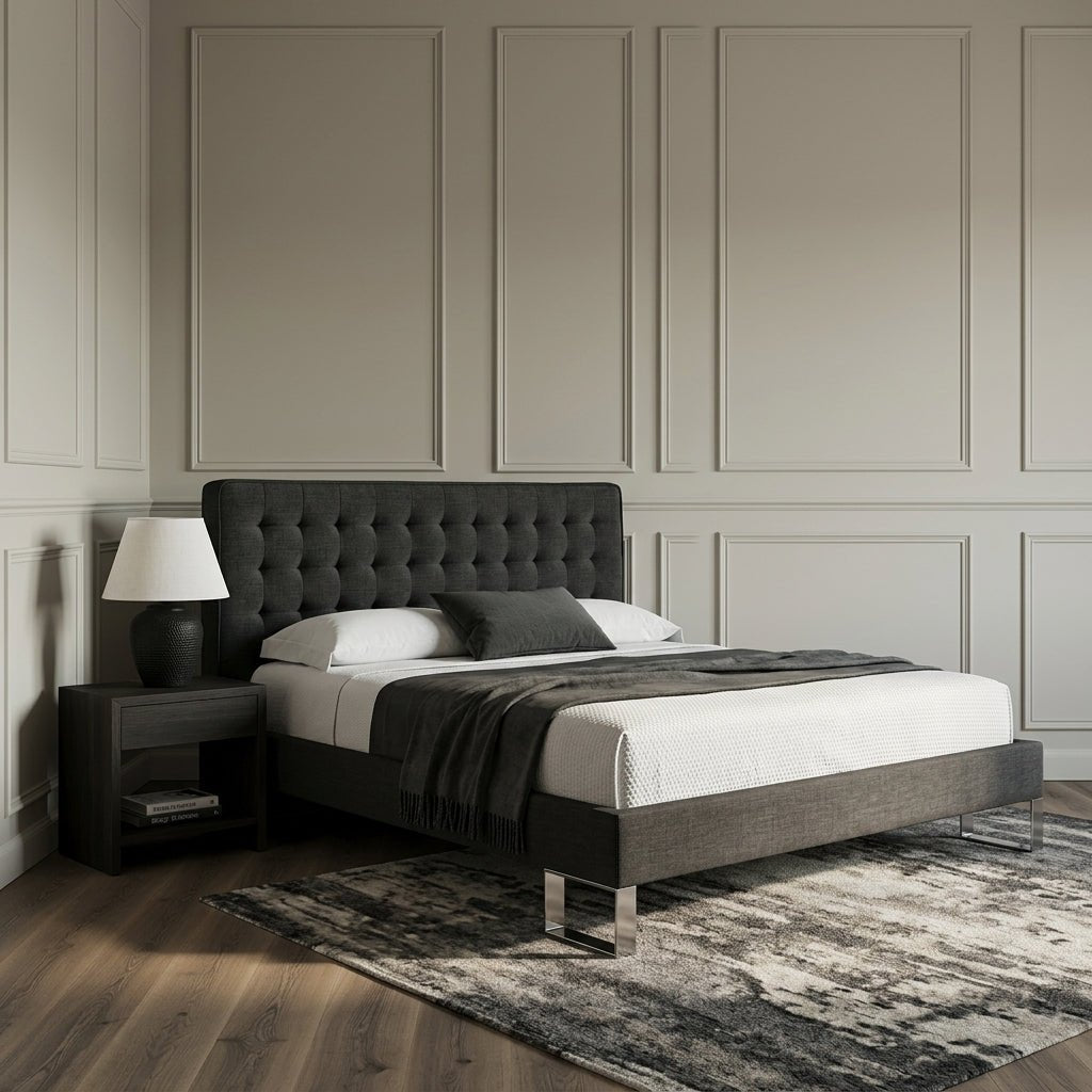 Edmonton Contemporary Graphite Tufted Bed - Altera