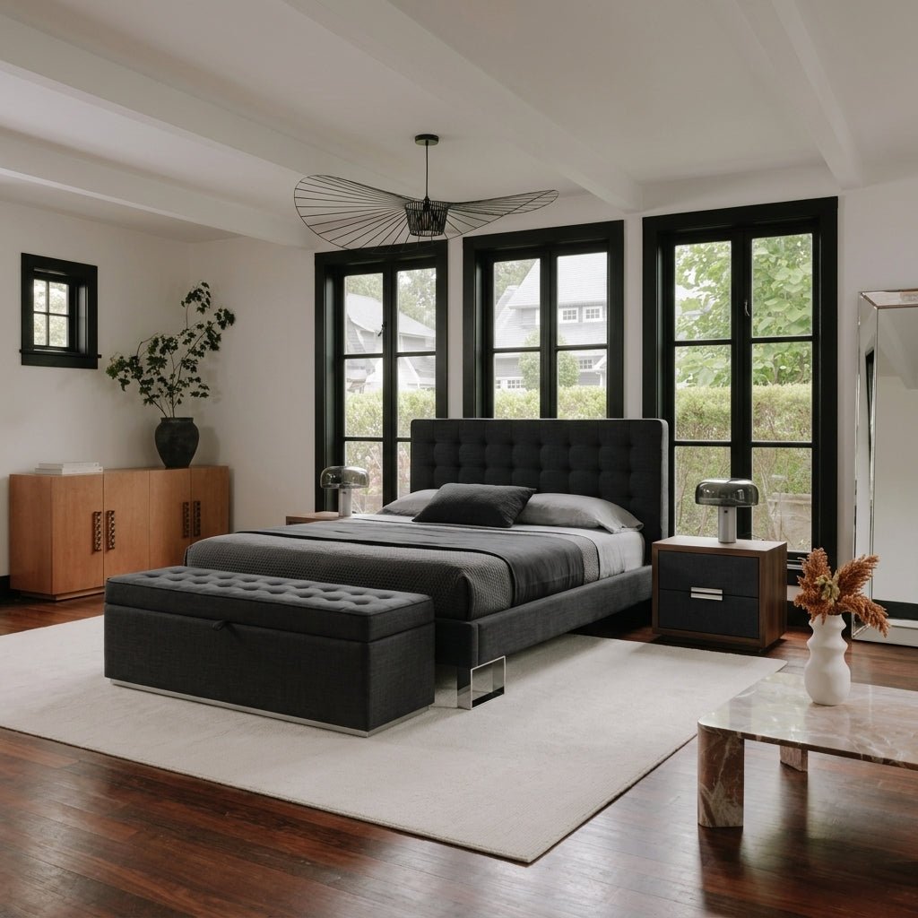 Edmonton Contemporary Graphite Tufted Bed - Altera
