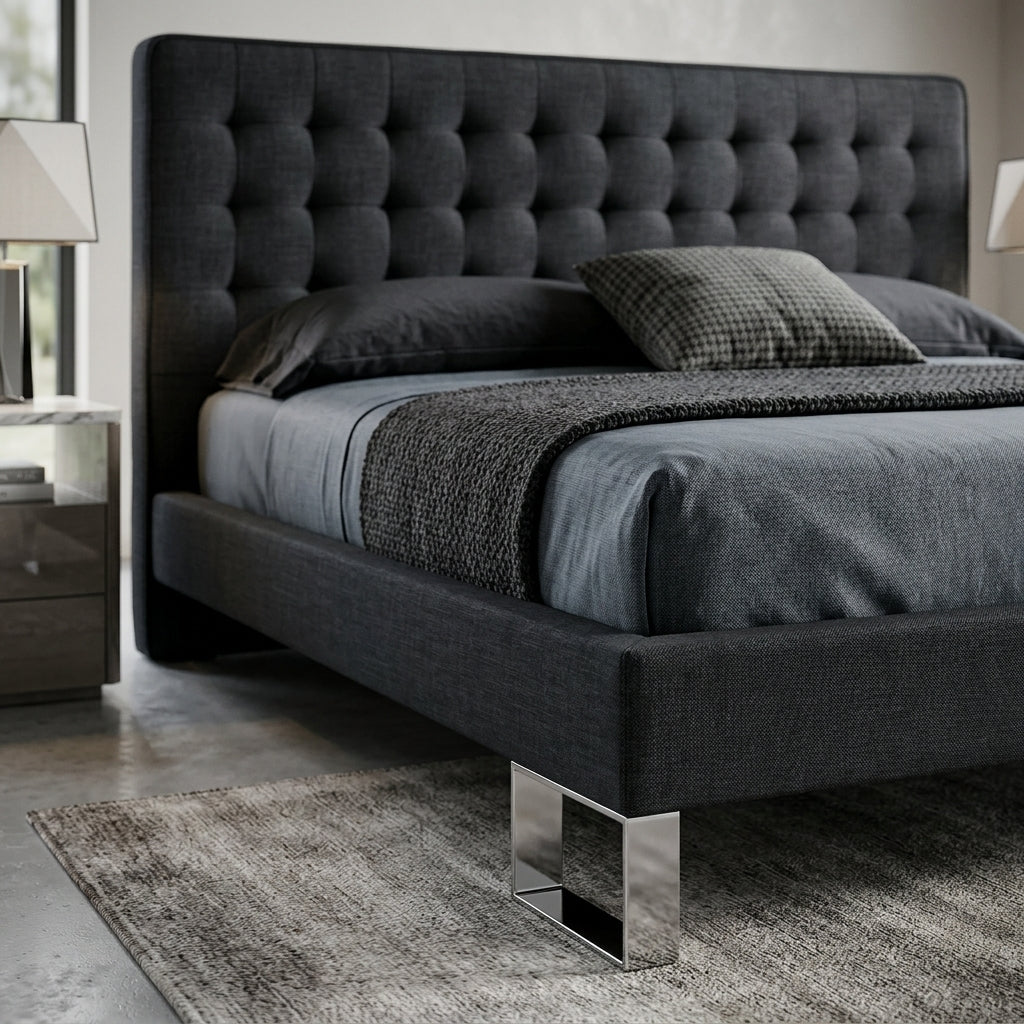 Edmonton Contemporary Graphite Tufted Bed - Altera