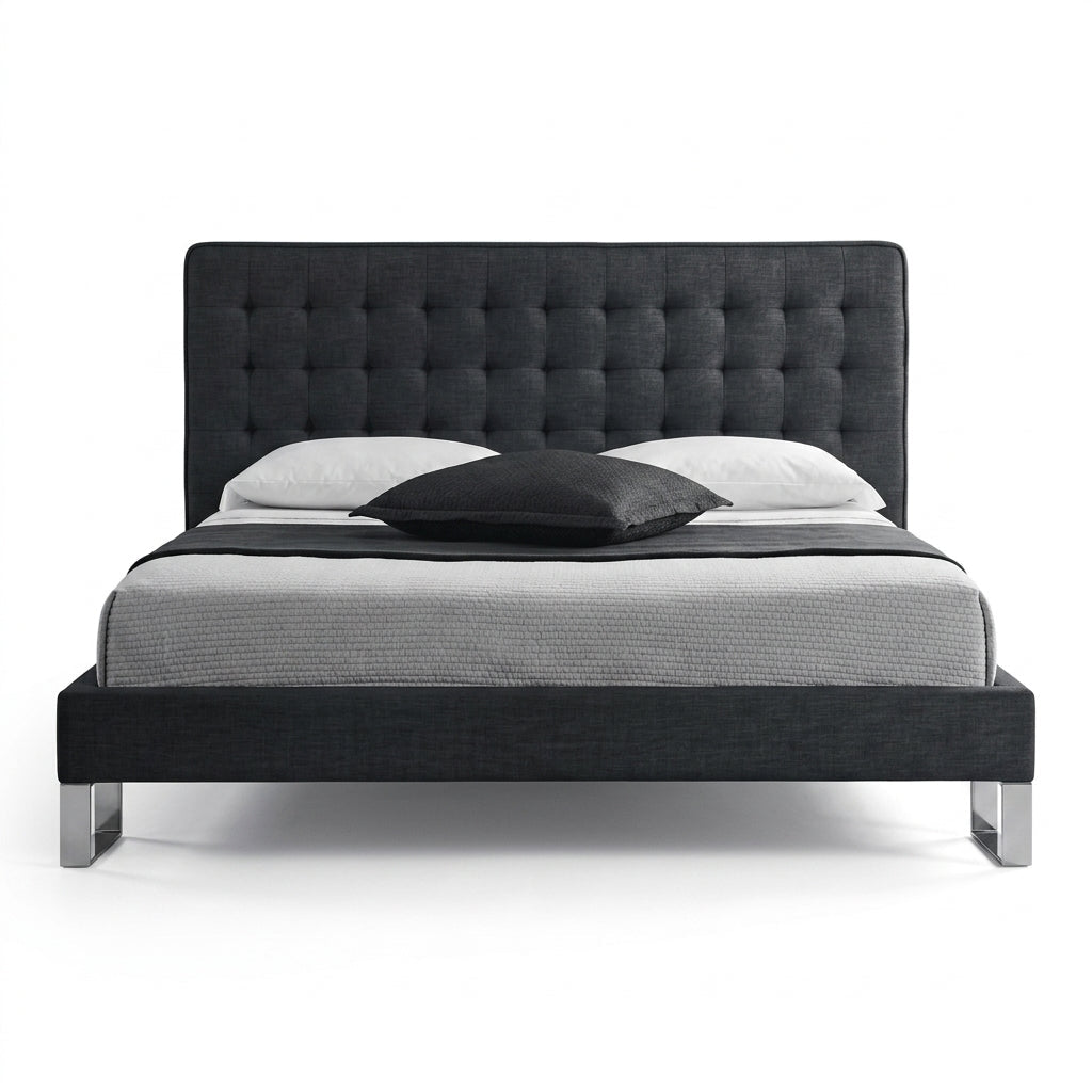 Edmonton Contemporary Graphite Tufted Bed - Altera