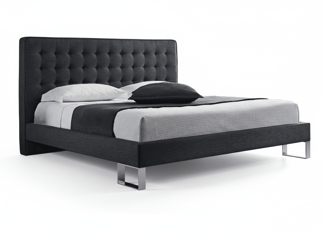 Edmonton Contemporary Graphite Tufted King Bed - Altera