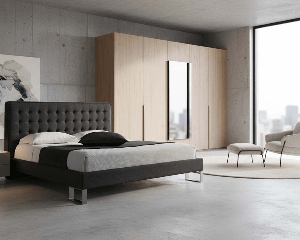 Edmonton Contemporary Graphite Tufted King Bed - Altera