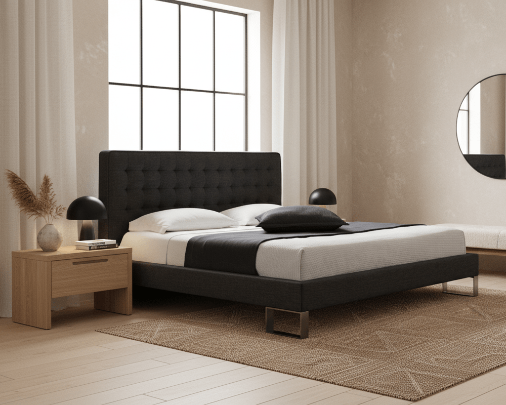 Edmonton Contemporary Graphite Tufted King Bed - Altera
