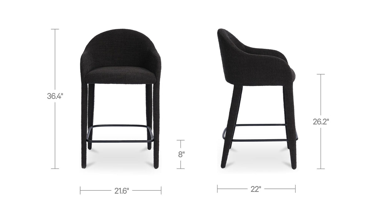 Marvao Counter Stool in Black, dimensions diagram, 21¾" × 22"