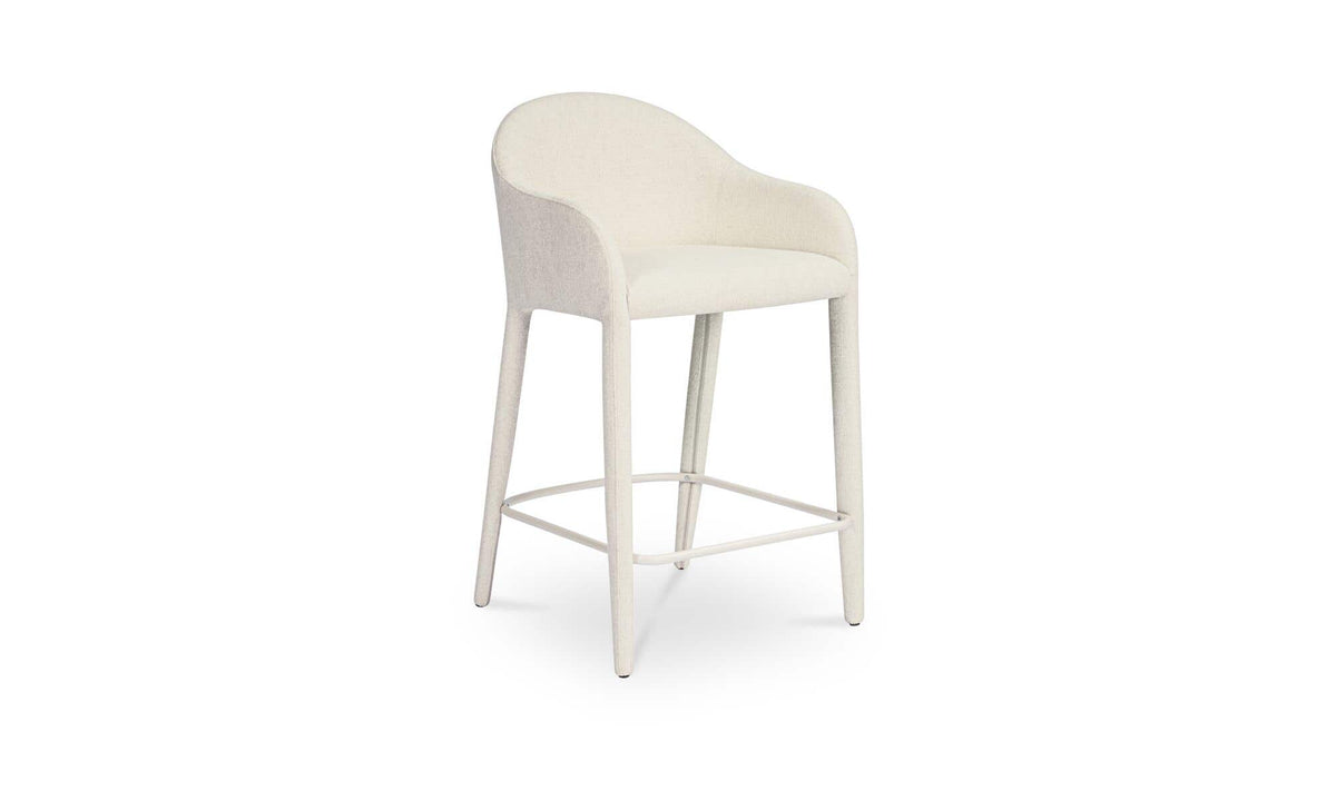 Marvao Counter Stool in Off White, polyester detail