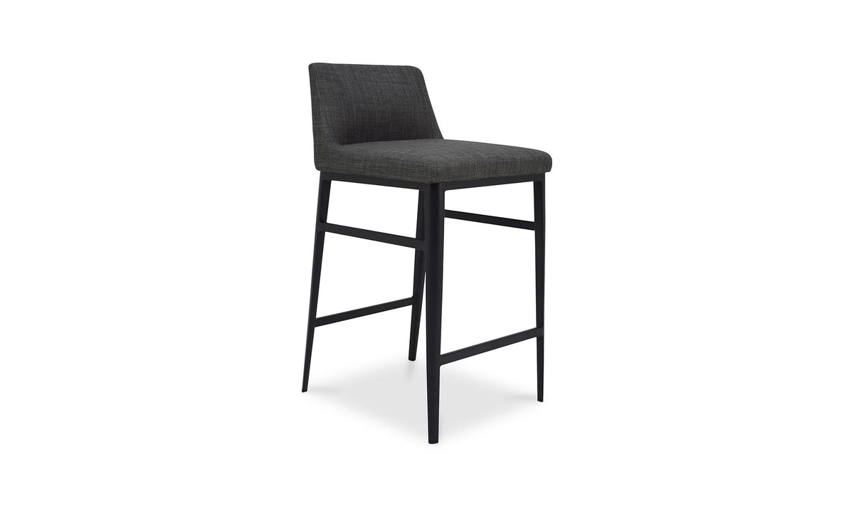 Bolsena Counter Stool in Charcoal Grey, three-quarter view