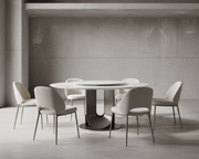 Eleonore Round White Marble Dining Table with Rotating Center - Altera