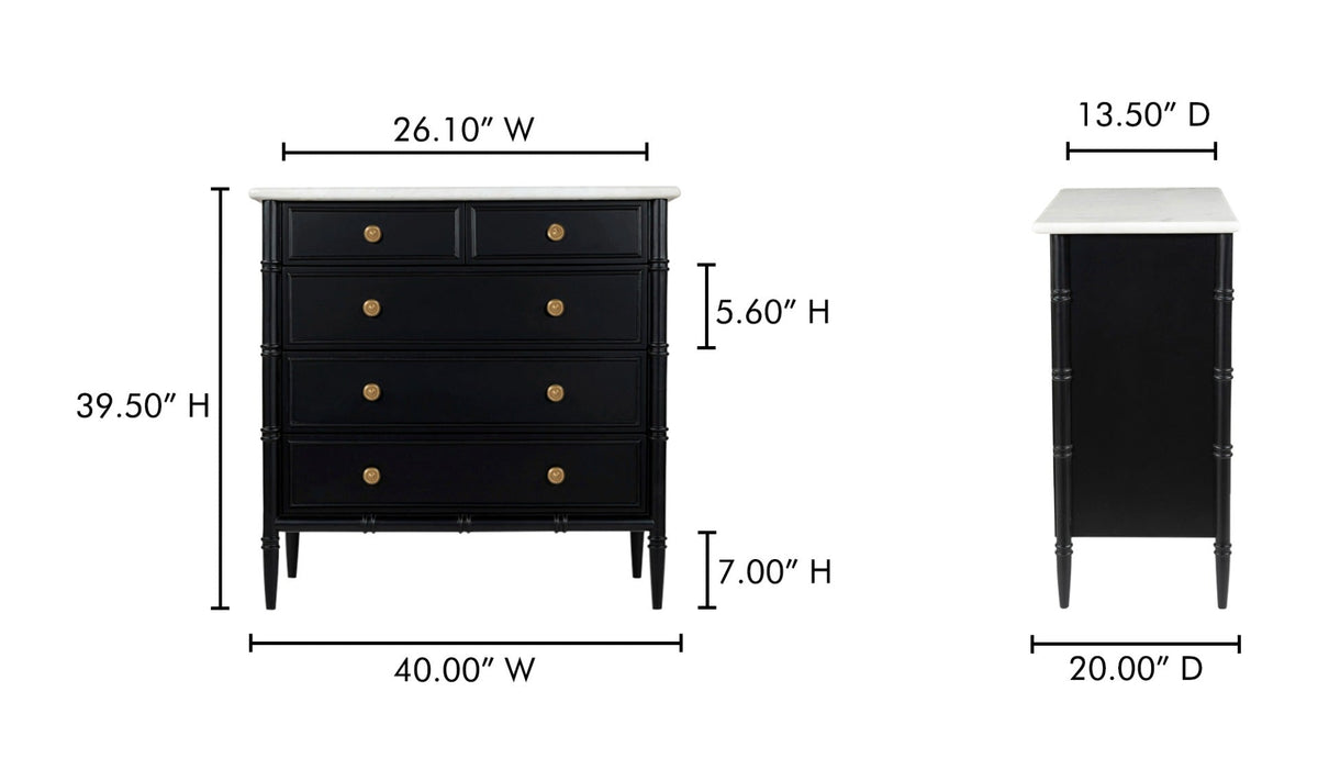 Elowen 5 Drawer Chest Black - Altera