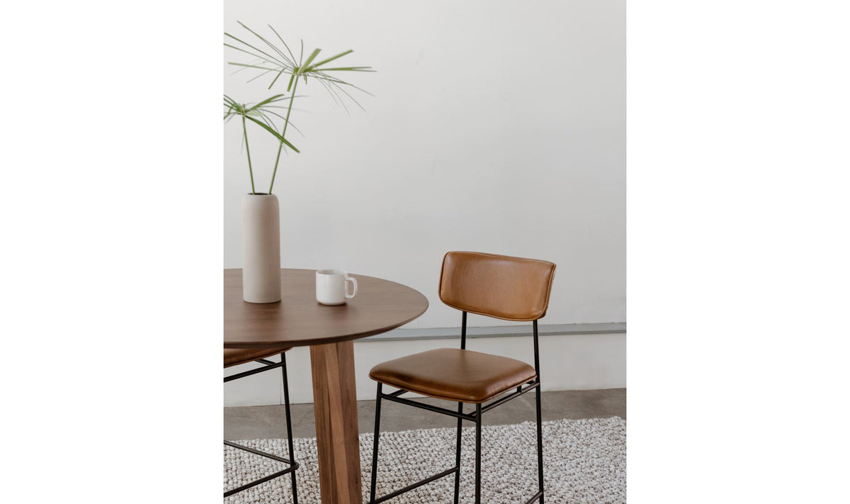 Swanage Bar Stool in Brown, styled in a living room, view 2