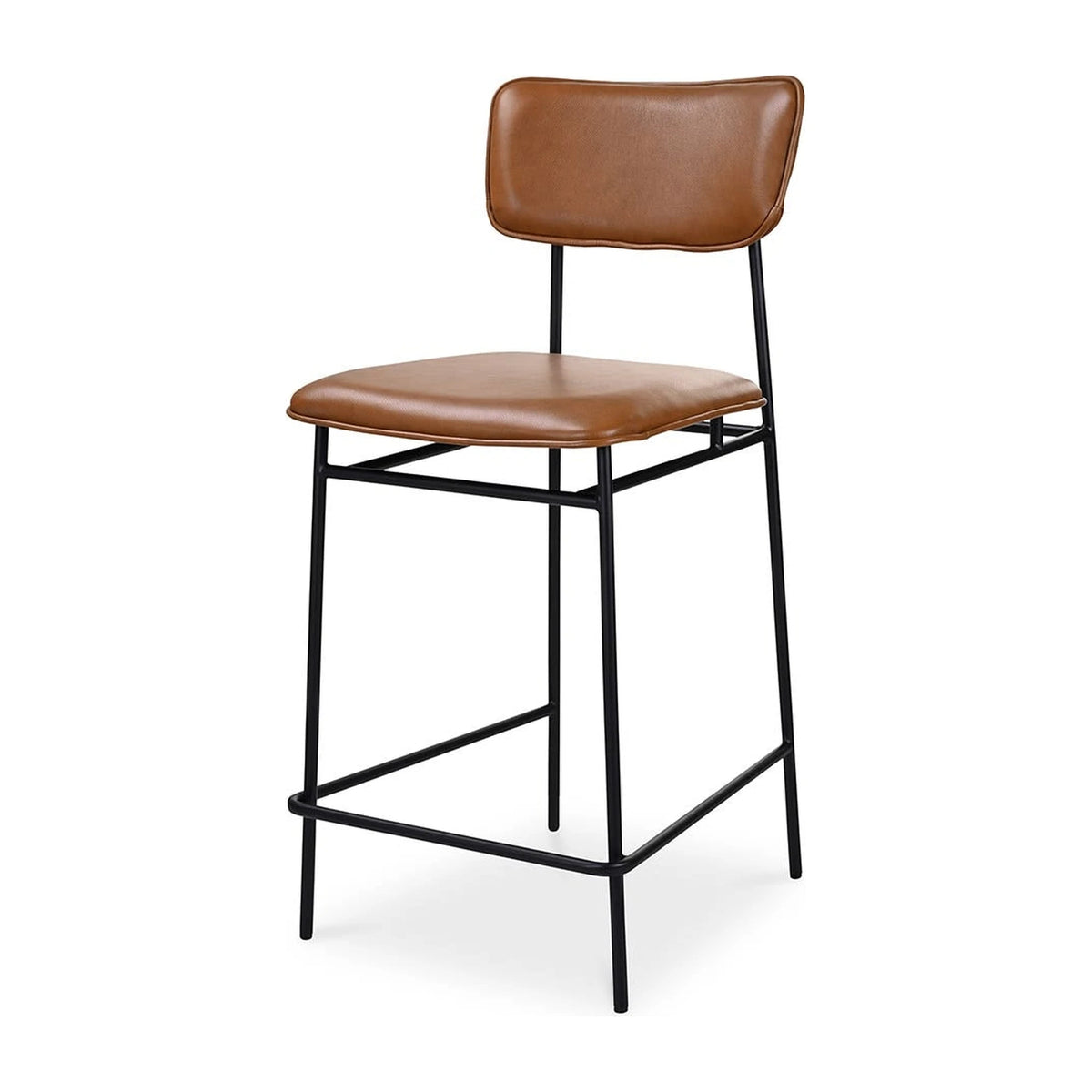 Swanage Counter Stool in Brown, top grain leather, 18" × 21½"