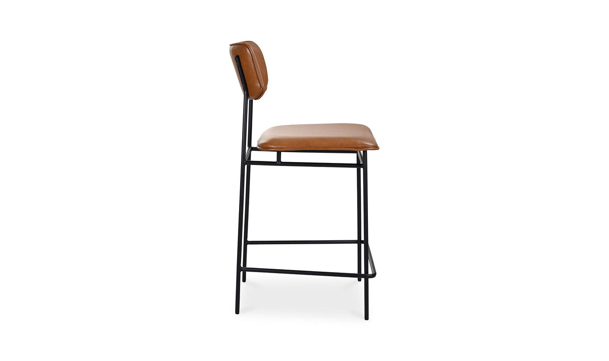 Swanage Counter Stool in Brown, three-quarter view