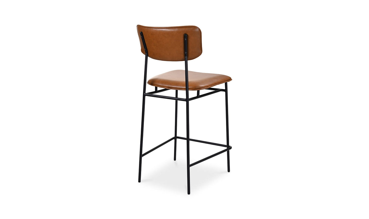 Swanage Counter Stool in Brown, top grain leather detail, view 2