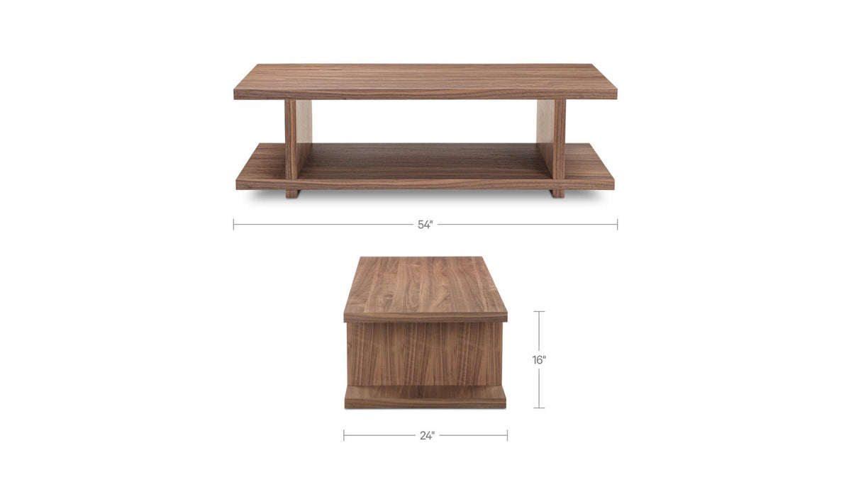 Monsaraz Coffee Table in Walnut — dimensions diagram, 54" × 24"