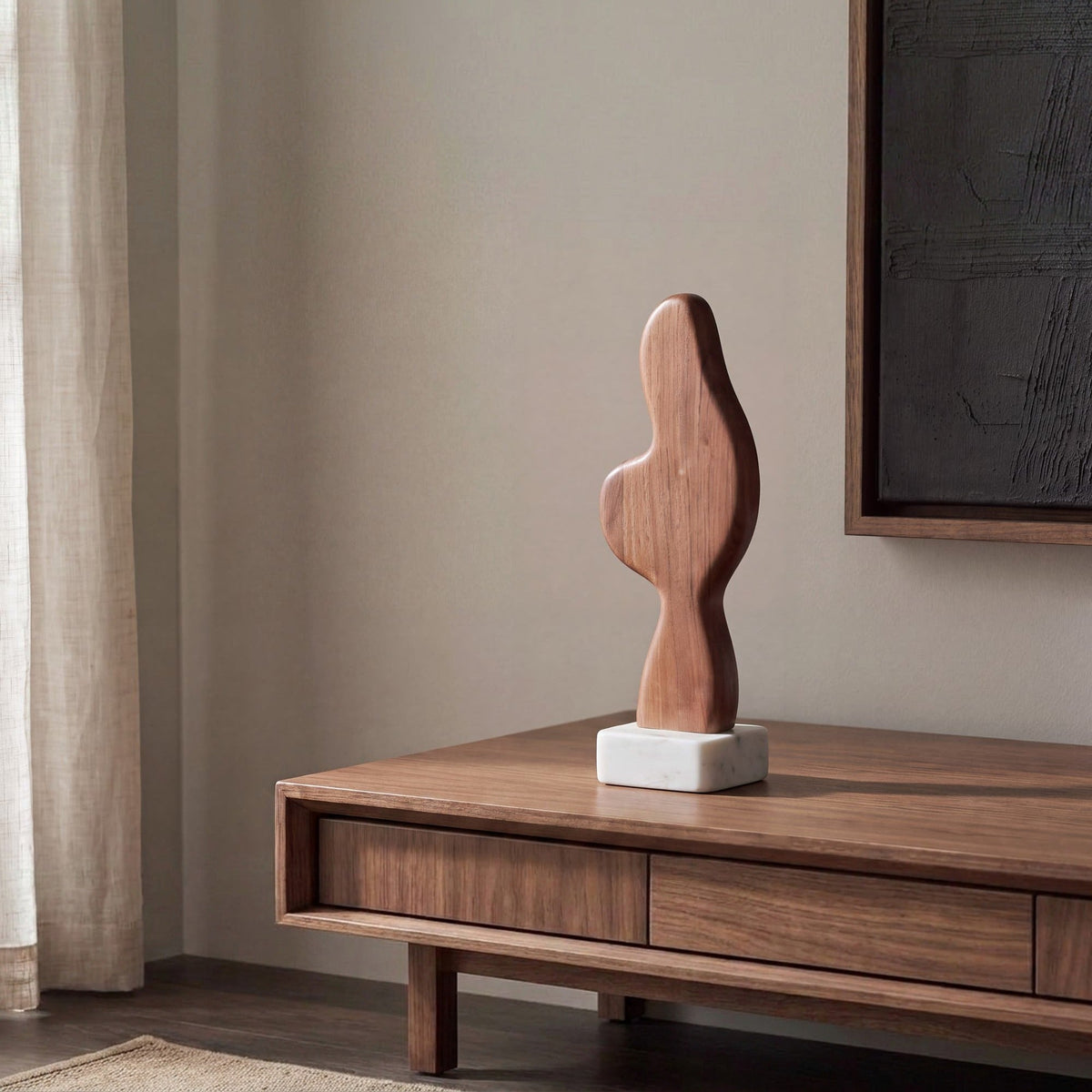 Erquy Wood And Marble Sculpture 1 - Altera