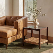 Braga Side Table in Brown — styled in a living room