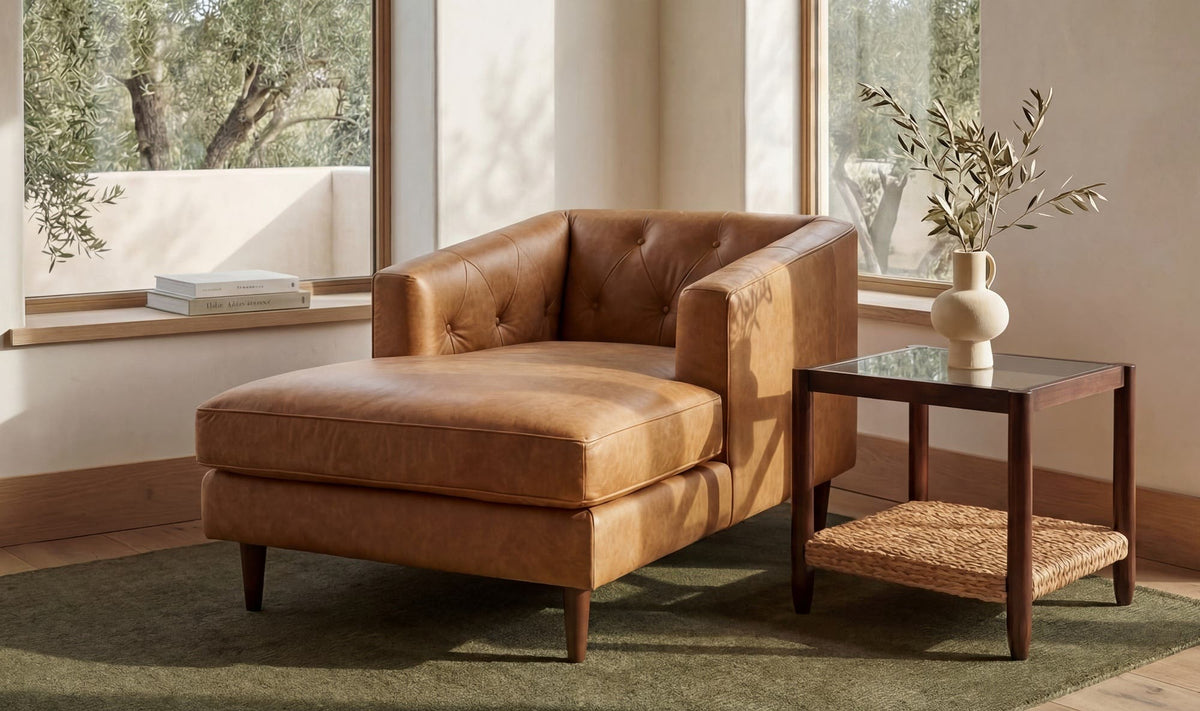 Braga Side Table in Brown — styled in a living room