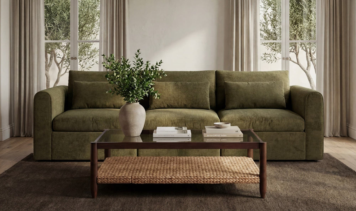 Braga Coffee Table in Brown — styled in a living room
