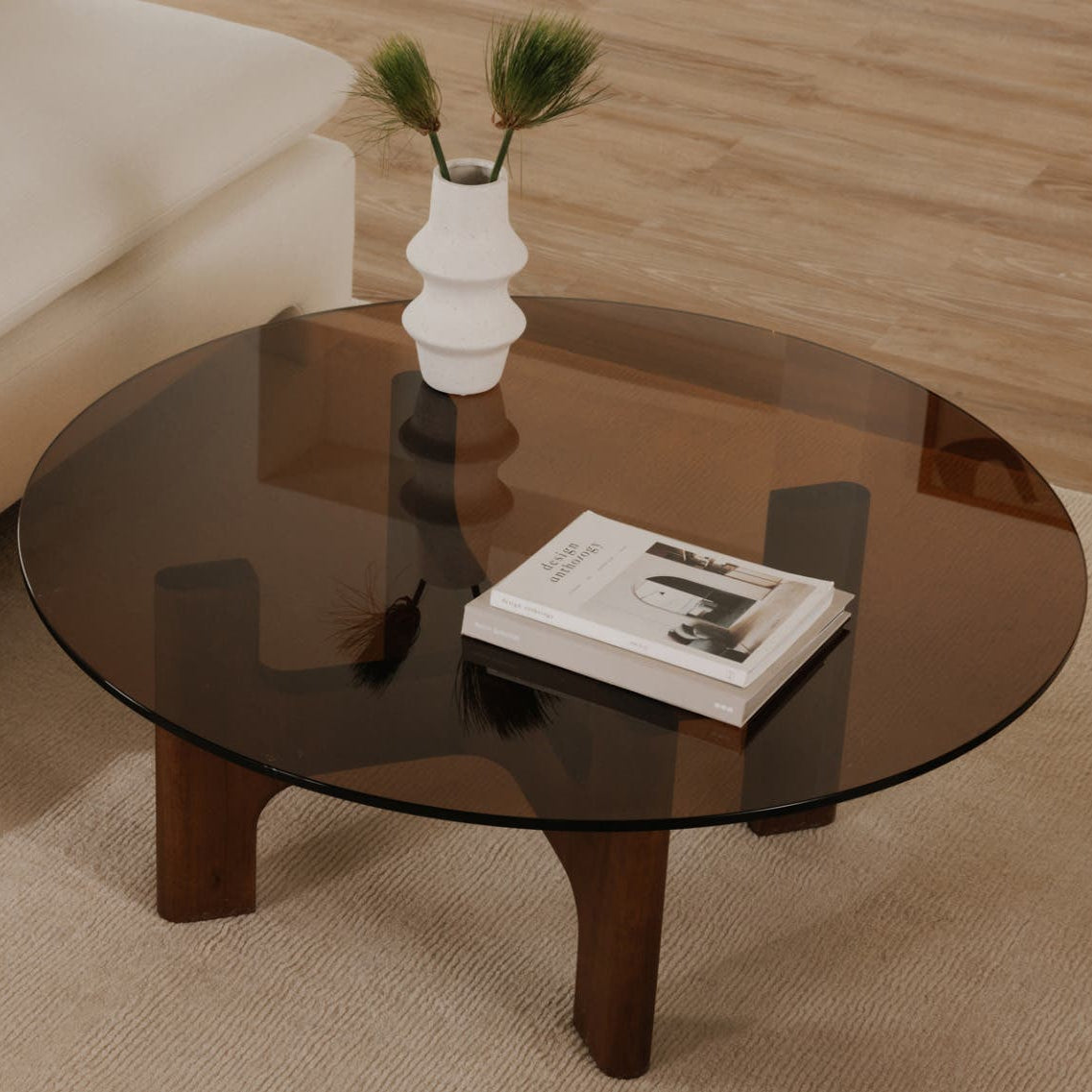 Limerick Coffee Table in Amber — styled in a living room