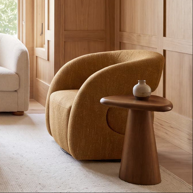 Raglan Cocktail Table in Brown — styled in a living room