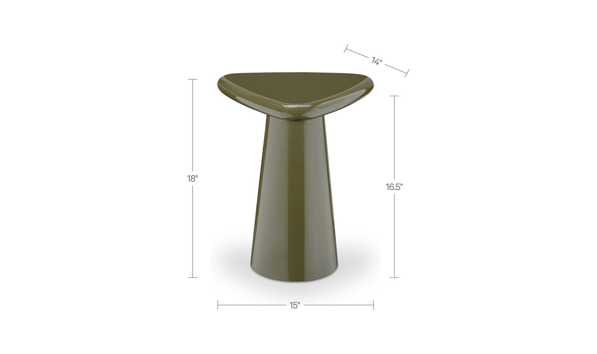 Raglan Cocktail Table Dark Green Lacquer in Dark Green — dimensions diagram, 15" × 14"