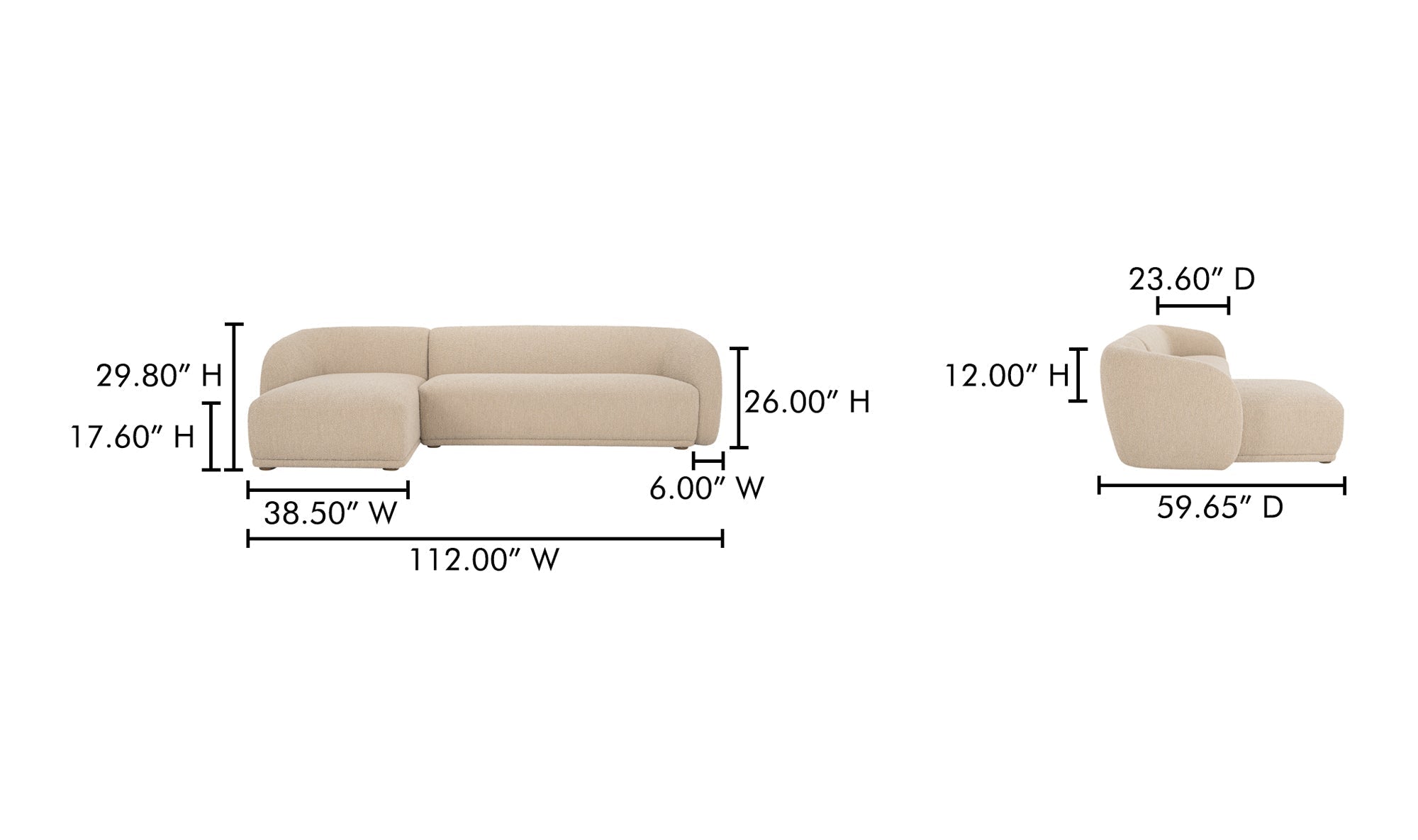 Boucle beige / Gauche dimensions