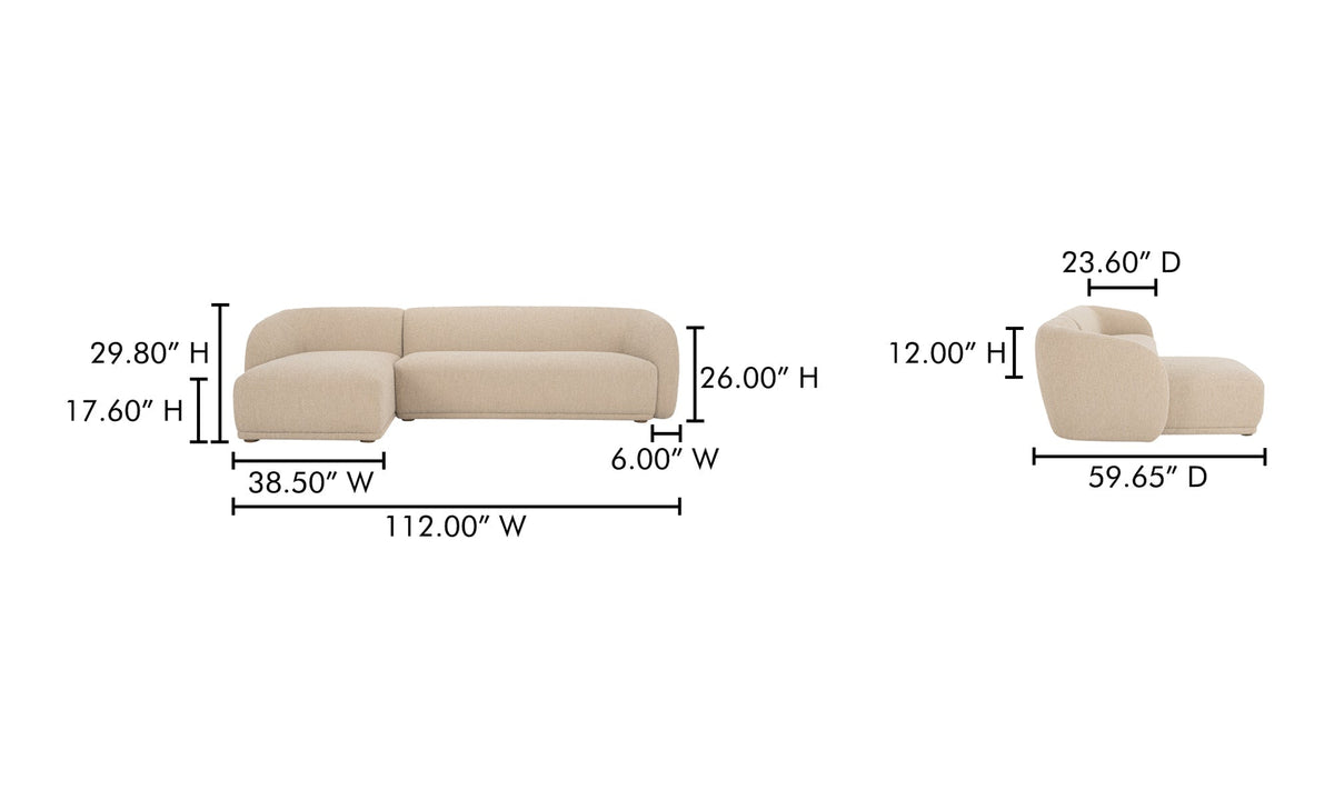 Beige Boucle / Left dimensions