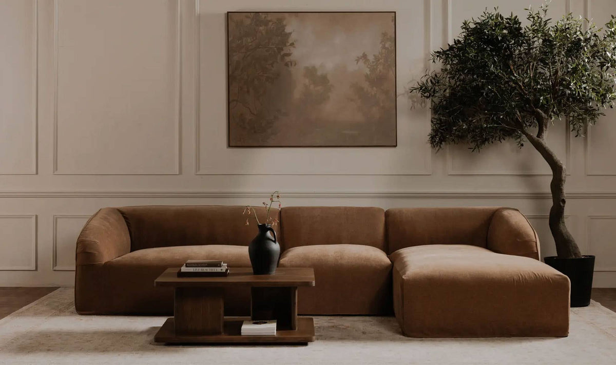 Chiswick Coffee Table in Dark Brown — styled in a living room