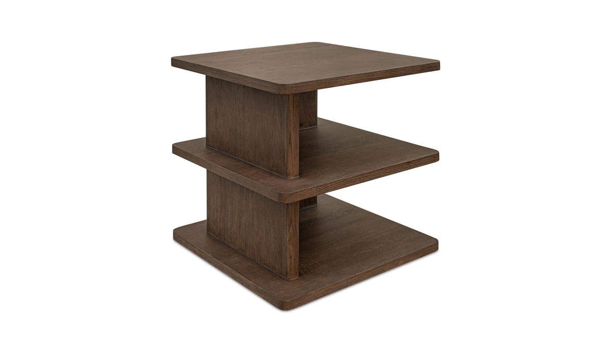 Chiswick Side Table in Dark Brown — oak veneer detail