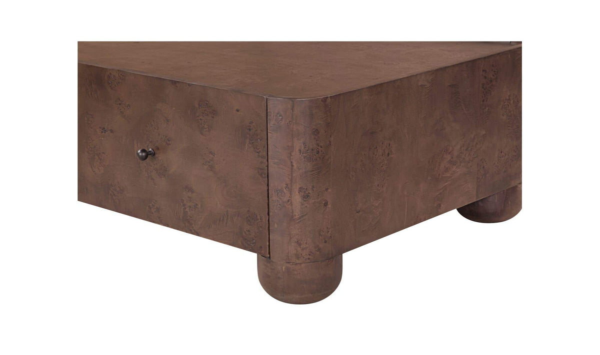 Galway Coffee Table in Burl — burl veneer detail