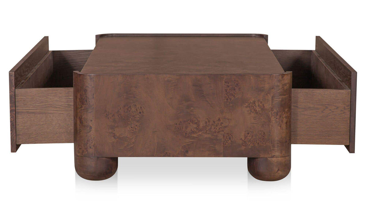 Galway Coffee Table in Burl — side profile