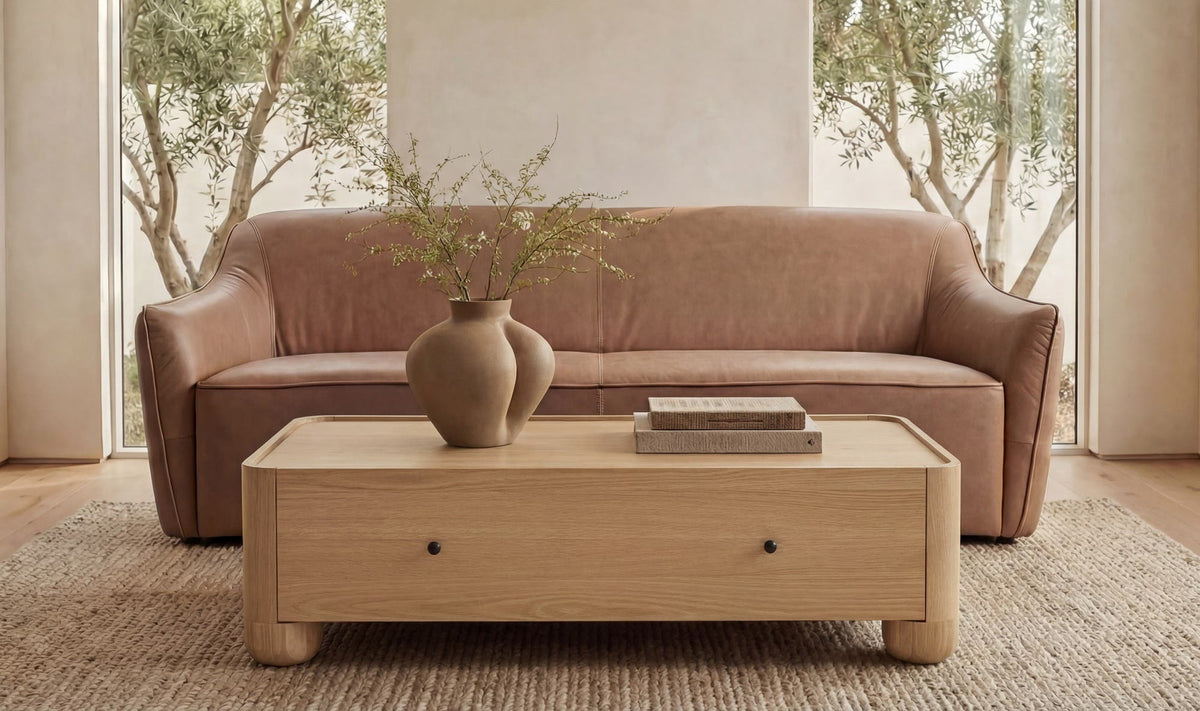 Galway Coffee Table in Natural — styled in a living room