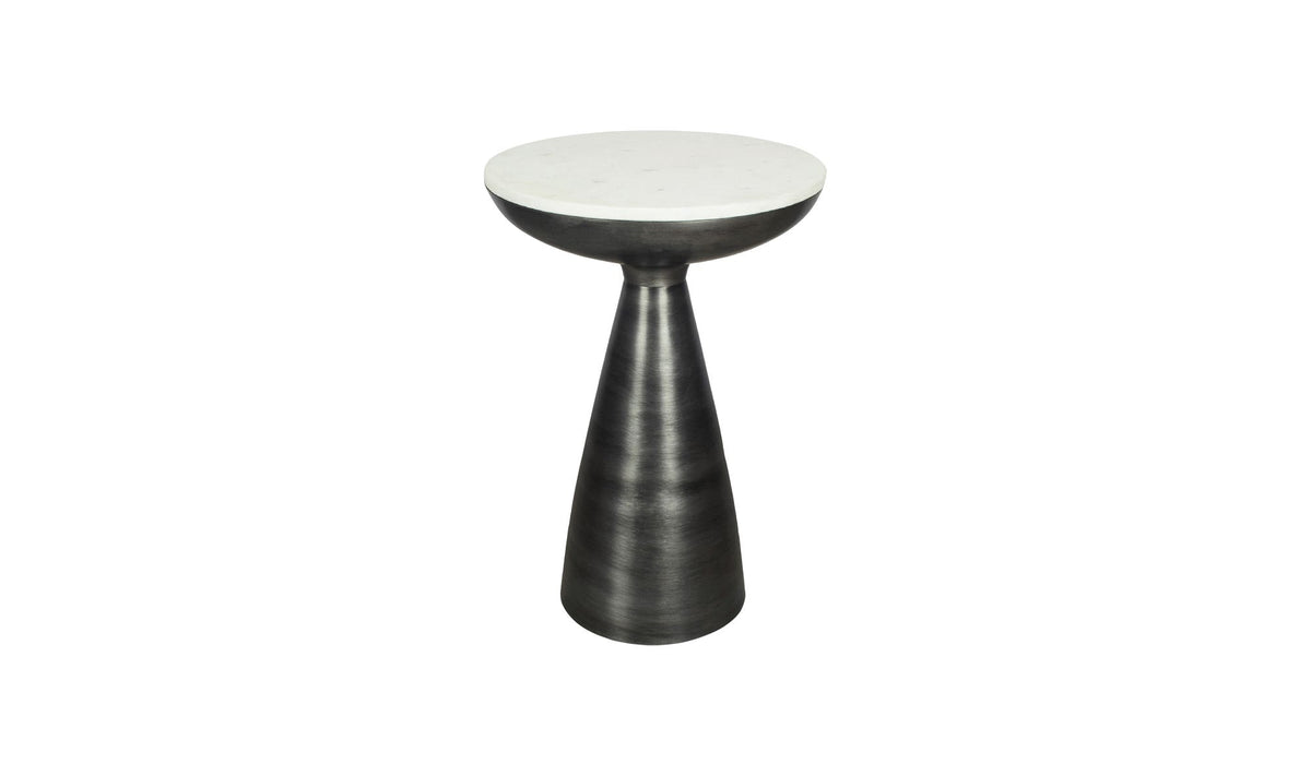 Frejus Side Table in White Marble — three-quarter view
