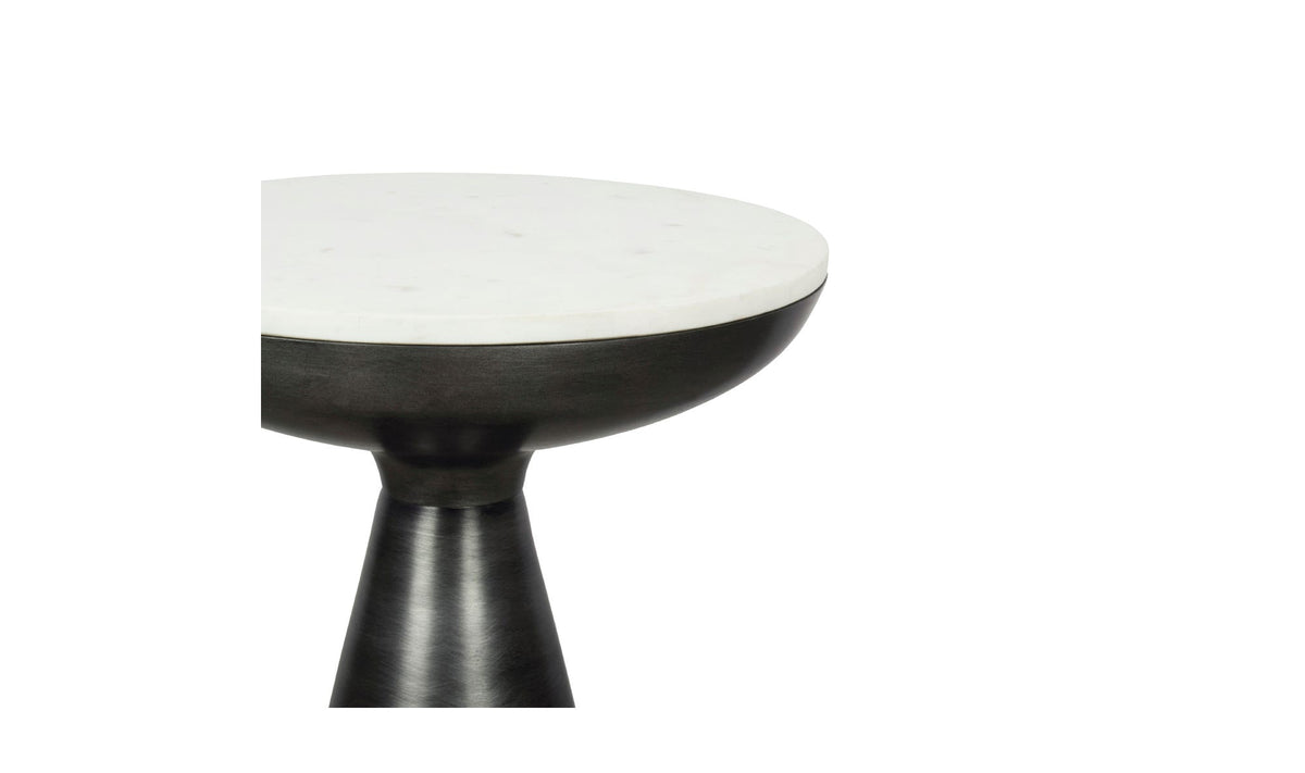 Frejus Side Table in White Marble — aluminum detail