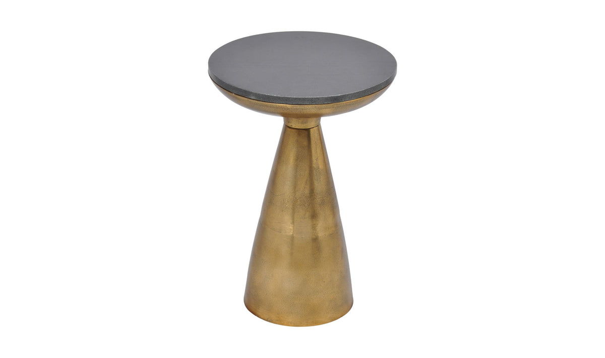 Frejus Side Table in Brass — aluminum, 15½" × 15½"