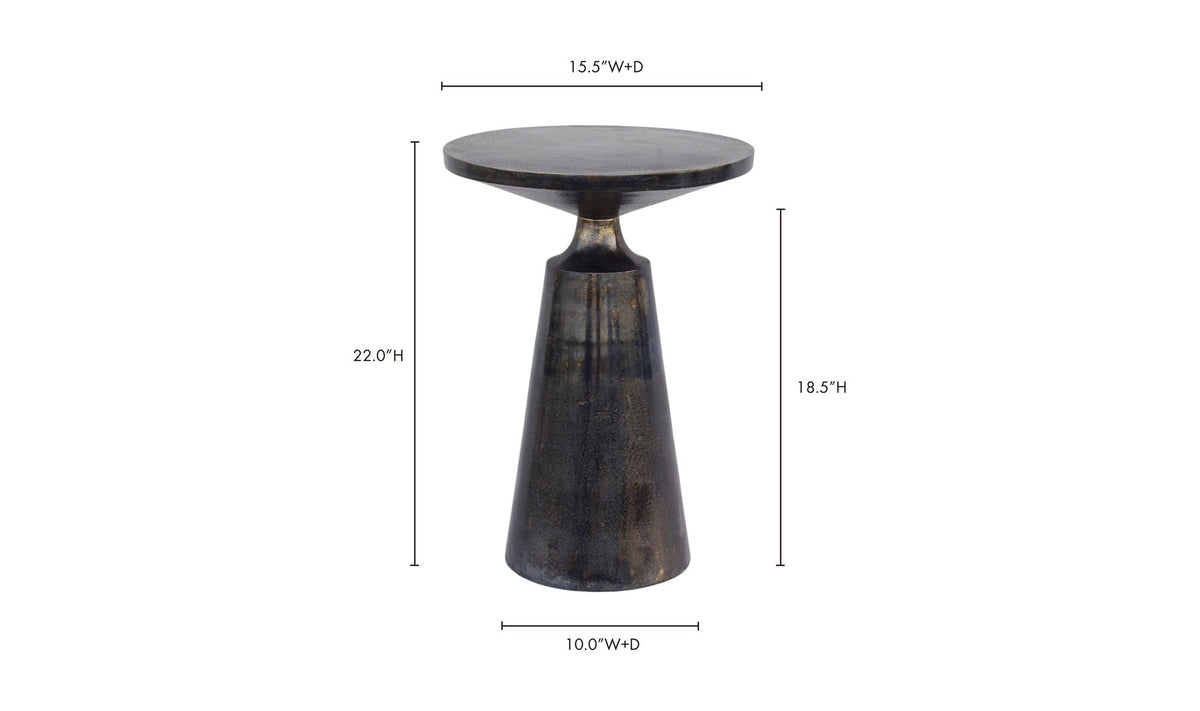 Sirmione Accent Table in Charcoal Grey — dimensions diagram, 15½" × 15½"