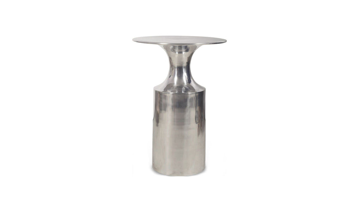 Rialto Accent Table in Polished Silver — aluminum, 14½" × 14½"